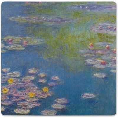 Thirstystone Monet Water Lillies Decorative Heat Tolerant Stone Trivet with Non-Skid Cork Backing 8” Square Artistic, Durable