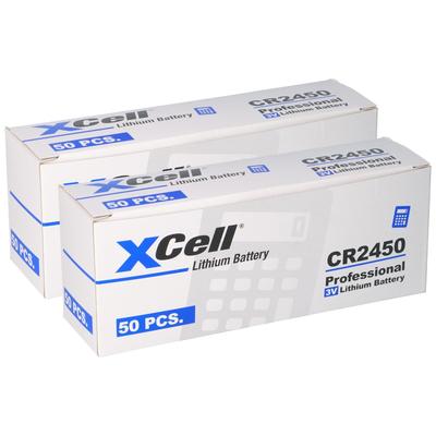 XCell 100x CR2450 Lithium-Knopfzelle 3V / 620mAh (20x 5er Pack)