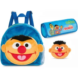NICI Sesamstraße Kindergartentasche Ernie + Münztasche/Portemonee + Stiftemäppchen (3er-Set)