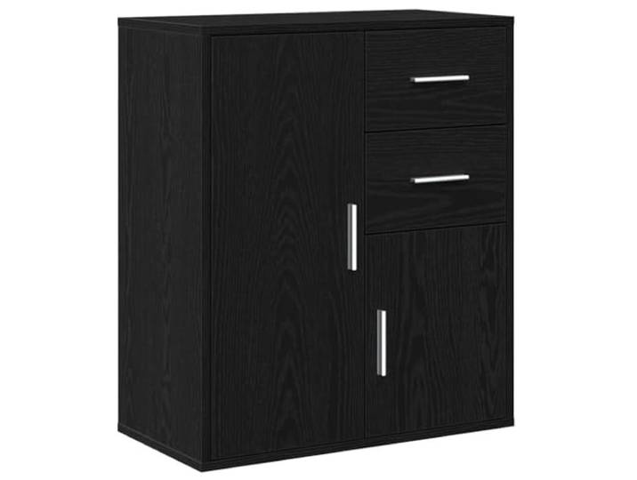 LASWWQMRF Sideboard Schwarz Eichen-Optik 60x31x70 cm Holzwerkstoff Kompakte Anrichte für Wohnzimmer und Schlafzimmer mit 2 Türen und 2 Schubladen für strukturierte Ordnung im Haushalt.