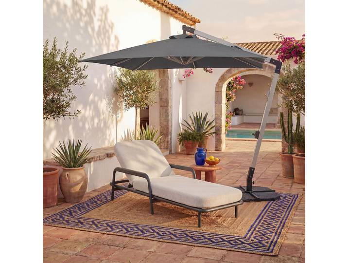 HABITAT - Bain de soleil en tissu tissé déperlant et aluminium gris anthracite - Beige mélangé - Nazare