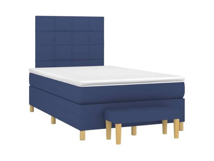KKgypkn Boxspringbett 120x190 cm Blau Stoff mit Taschenfederkernmatratze, höhenverstellbarem Kopfteil und Lattenrost, mittelharte Unterstützung für erholsamen Schlaf