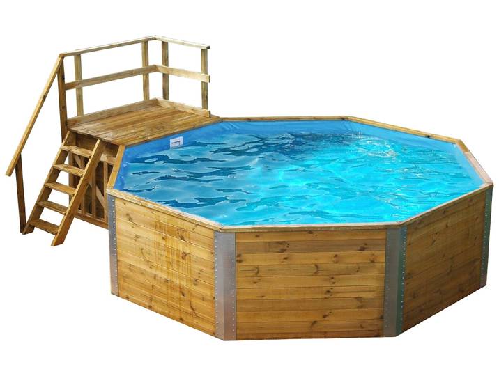 Achteckpool WEKA MALI 2 mit Technikraum , braun, B:376cm H:116cm L:376cm, Schwimmbecken, Achteckpool, BxLxH: 376x476x116 cm