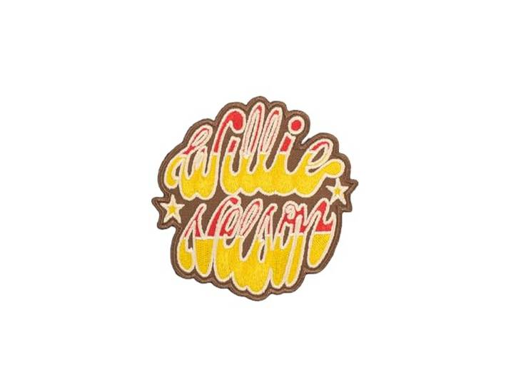 Willie Nelson Geweven embleem opstrijkbare patch, Rood/Goud, Eén maat