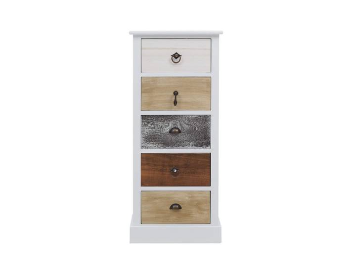 Chiffonnier avec 5 tiroirs en bois blanc et brun