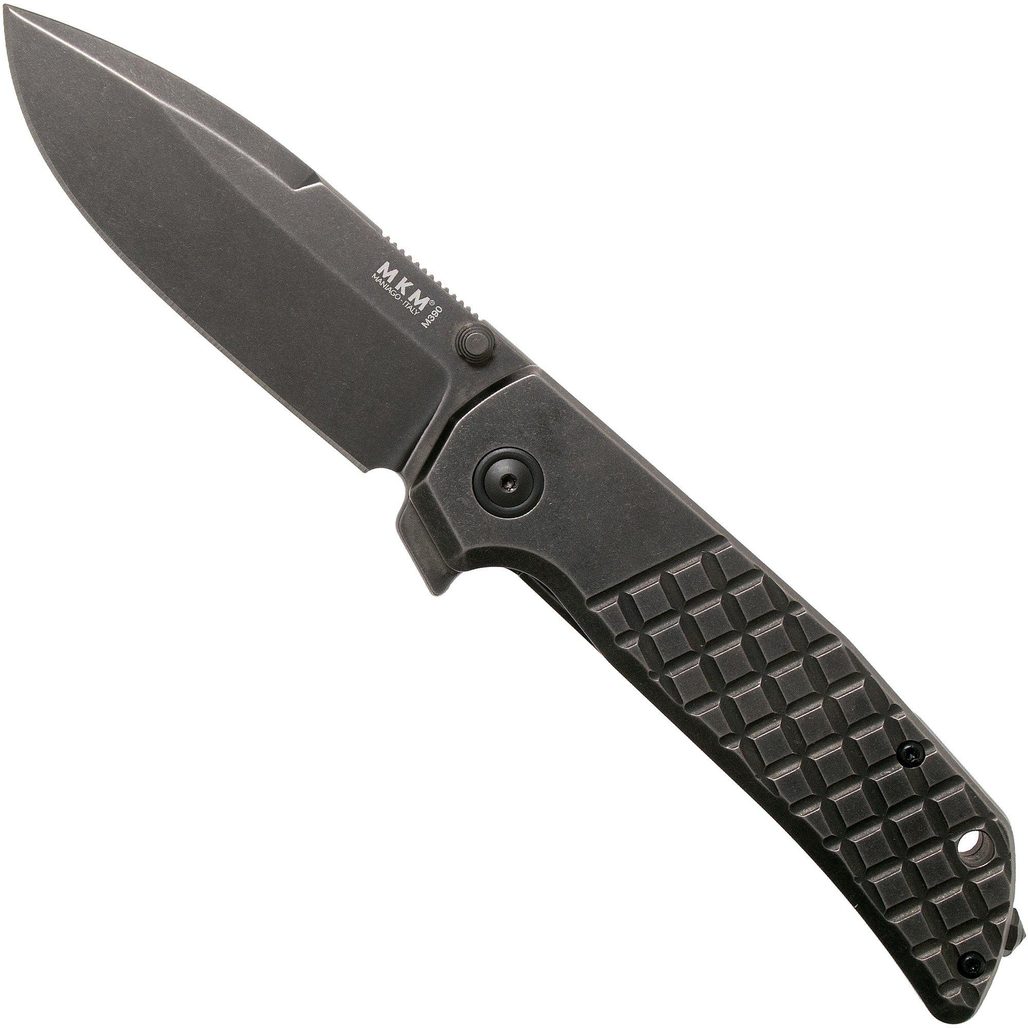 MKM Knives MKM Maximo MM-TDSW Dark Stonewashed Titanium coltello da tasca, design di Bob Terzuola