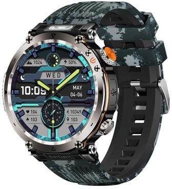 CaseAndConnect HT30 Rugged Smart Watch IP68 Waterproof Bluetooth Calling Fitness Tracker Watch With Compass blue
