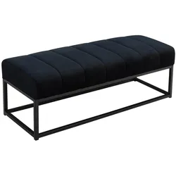 WOHNLING WL7.010 Sitzbank Samt 108x40x40 cm Polsterbank mit Metallgestell Schwarz
