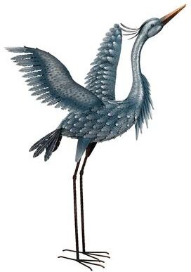 "Regal Art & Gift 47 Inch Metallic Blue Heron - Wings Up - 24.5""X38.5""X47"""