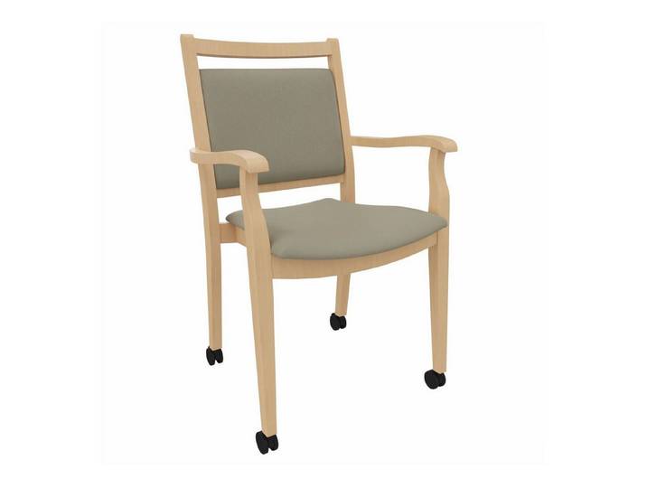 einrichtungsdesign24 Armlehnstuhl André mit Rollen – Ideal für Senioren im Alter und der Pflege, komfortabel, gepolstert, Massivholzgestell, Premium Rollen