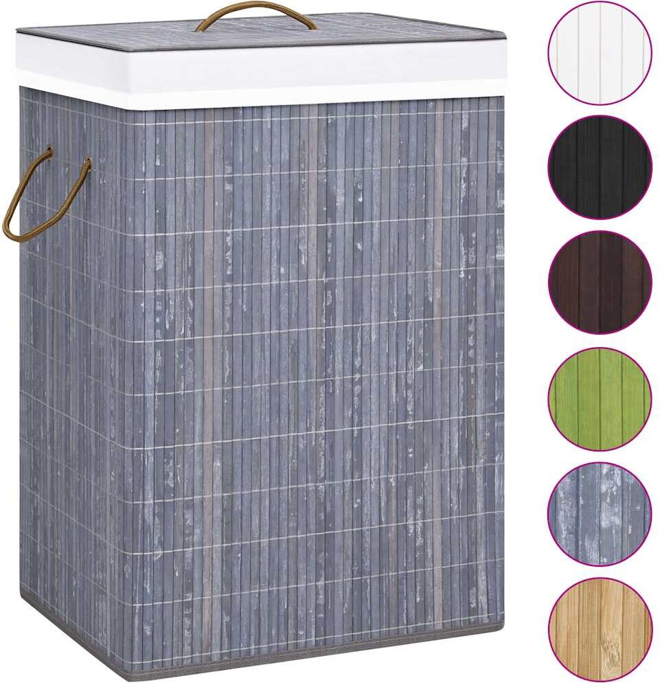 vidaXL Panier à linge avec une seule section bambou gris