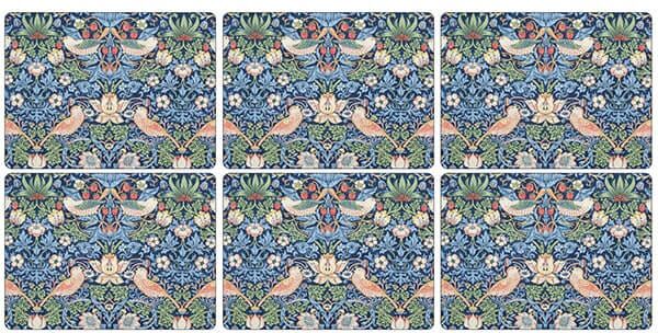 Morris & Co Strawberry Thief Blue Placemats Set of 6