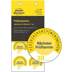 Avery Zweckform Gelbe Prüfplaketten »Nächster Prüftermin 7905« mit Jahreszahl 20__ zum Selberein gelb