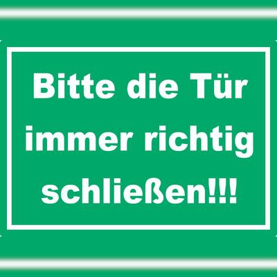 HB-Druck Aufkleber Bitte die Tür immer richtig grün-weiss A6 (105x148mm)