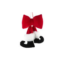 Anhänger Schleife Weihnachtsmann   , rot , Baumwolle , Maße (cm): B: 14 H: 3