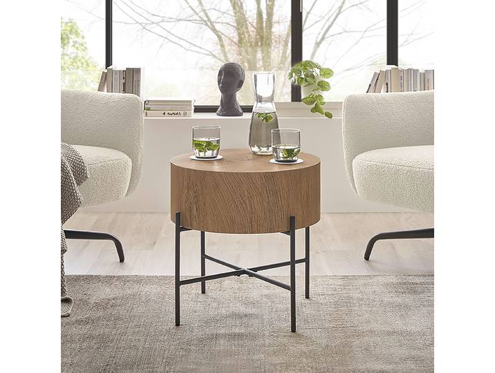Table d’appoint Taynard Ø 45cm Bois/Marron/Noir