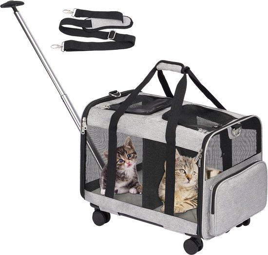 Haustierträger 2-in-1 mit Rollen - Schwarz-Türkis