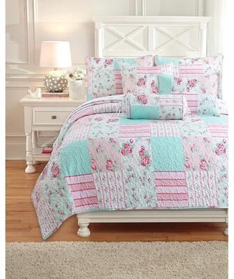 Cozy Line Home Fashions Cozy Line Tiffany Pink Garden Floral Reversible Bedding Quilt Set