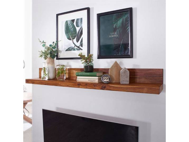 WOHNLING bois massif étagère murale 140cm Sheesham Wandboard étagère meubles en bois massif