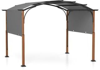 Costway 10 x 12 FT Outdoor Retractable Pergola with Retractable Canopy for Patio-Gray