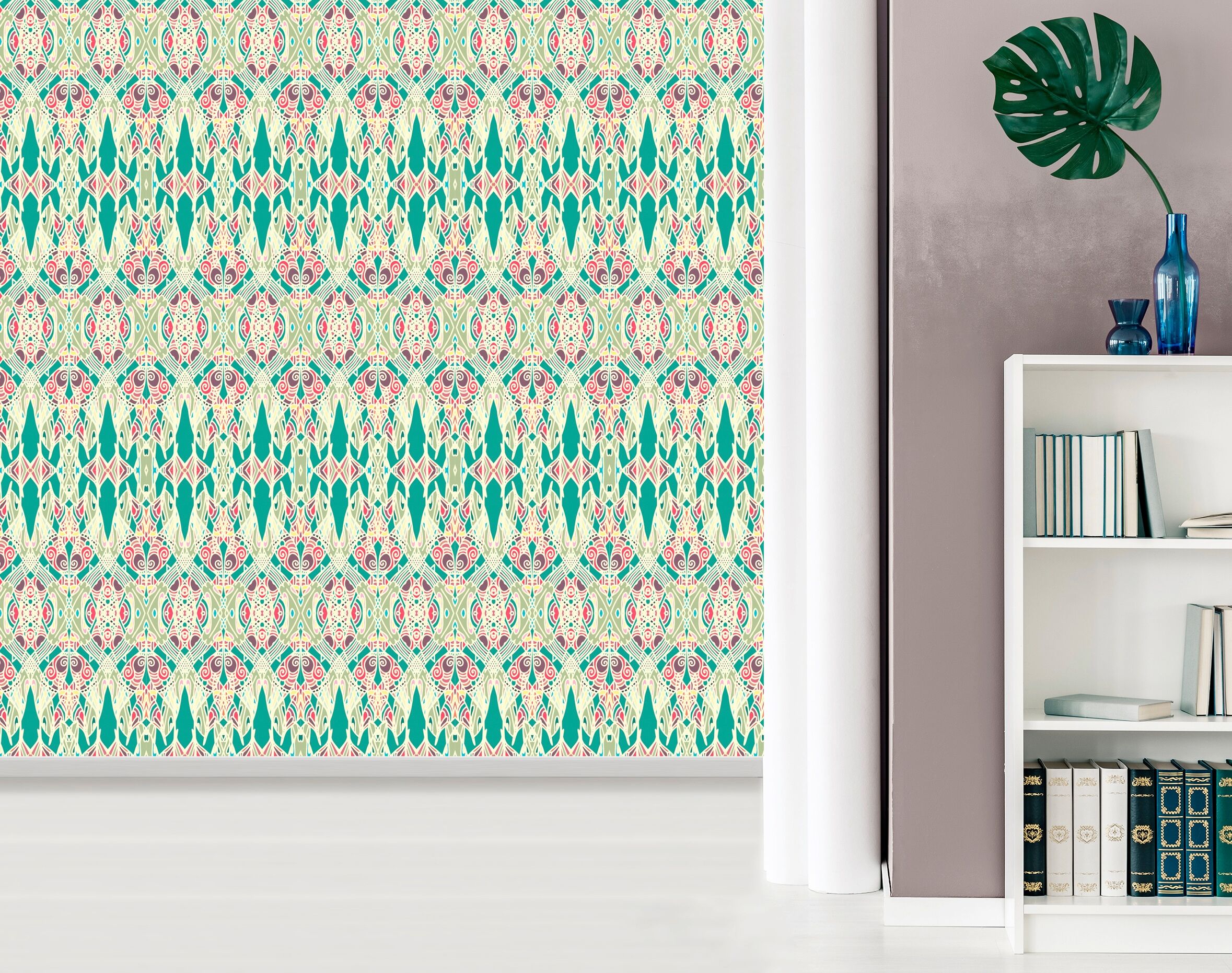 Vinyltapete QUEENCE "Liara", bunt, B:0,9m L:2,5m, Vinyl, Tapeten, Vinyltapete, 90x250cm, selbstklebend, kinderleichte Anbringung,, Sticker