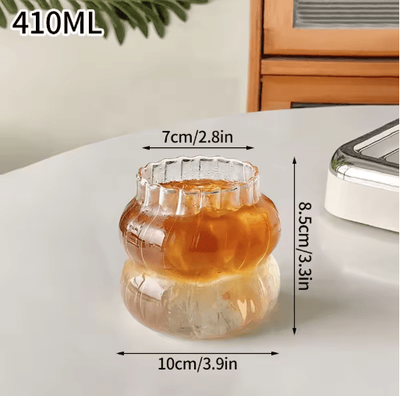 Inspire Picks INS Style Transparent Glass Coffee Mug Heat Resistant Ripple Tumbler For Cocktails And Beverages 1 To 2 PCS s1 410ml