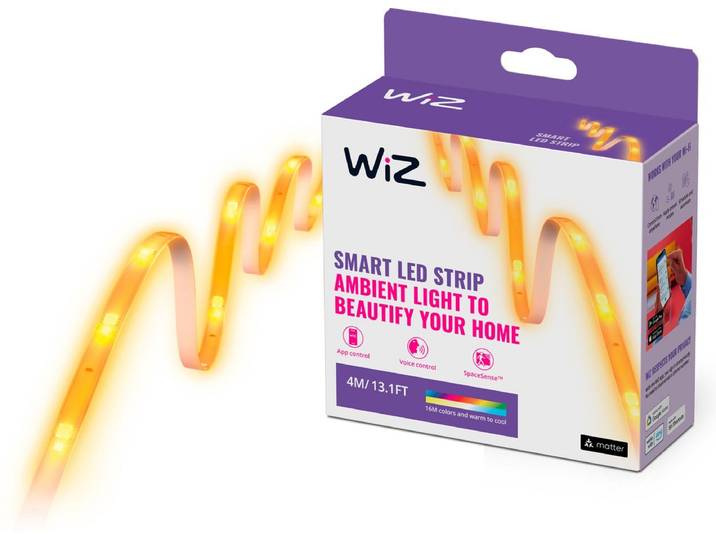 WiZ LED strip - 4 meter - RGB+W - Makkelijke installatie - Gekleurd en Wit Licht - Wi-Fi - RGB+W; één kleur tegelijk