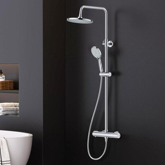 Douche Systeem met Thermostaat en Regendouche Set in Chroom, 25 cm Kop