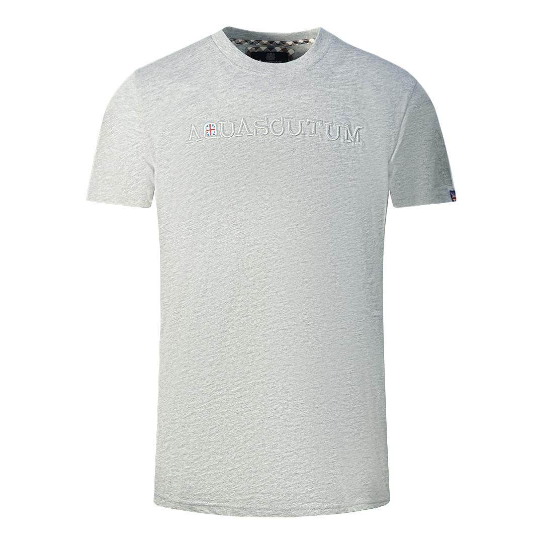 Aquascutum Brand Embossed Logo T-Shirt Grau