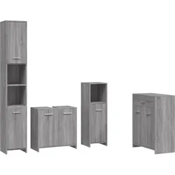 vidaXL 4-tlg. Badmöbel-Set Grau Sonoma Holzwerkstoff 33x60x80cm