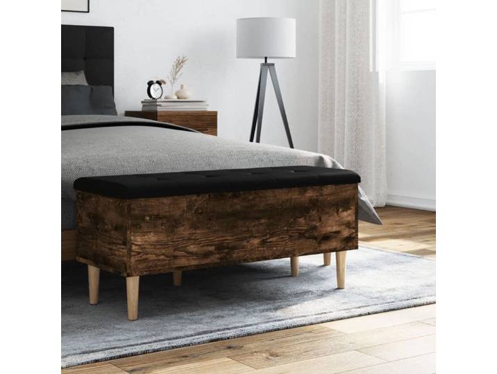 NEW Brun MEUBLE SIEGE - - Banc de rangement chêne fumé 102x42x46 cm bois d'ingénierie - Banc coffre - Pour maison（1parcel）127