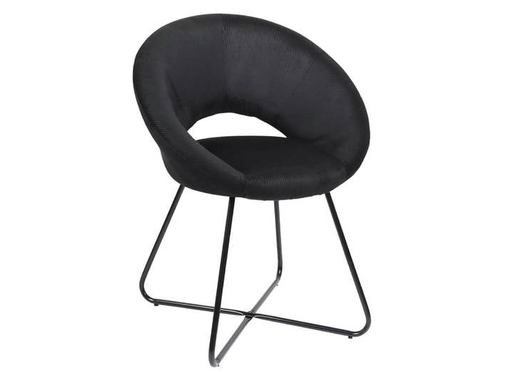 Fauteuil rond ajouré en velours côtelé noir