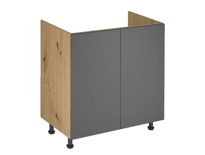 Spülenunterschrank D80Z – Grau – Push-to-Open Mechanismus