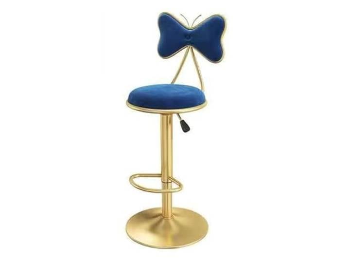 VNCdfhETs Barstuhl Barhocker 2er-Set Thekenhocker, Drehbarer Höhenverstellbarer Barstuhl Schmetterlingslehne Runder Gepolsterter Sitz Barhocker(Blue)