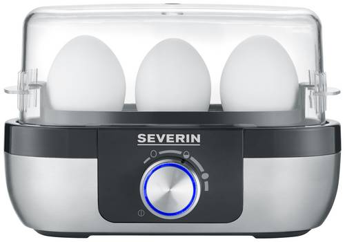 Severin EK 3163 Eierkocher BPA-frei, mit Messbecher, mit Eierstecher Edelstahl, Schwarz