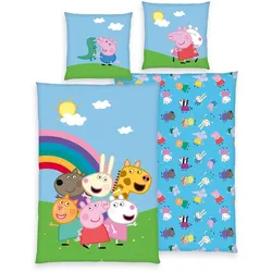 Peppa Pig Kinderbettwäsche 80x80cm, 135x200cm - mehrfarbig - 80x80/135x200cm