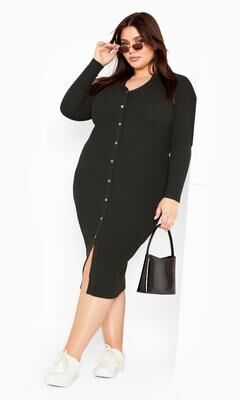 Plus Size Women's Scarlett Rib Dress by Avenue in Black (Size 14/16)