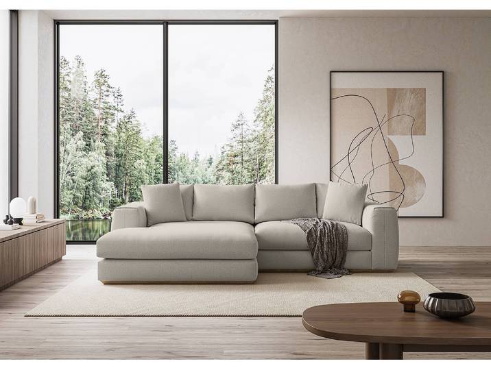 Ecksofa Palabra Grau Chenille Marisa 284 x 78 x 170cm Longchair davorstehend links Modern
