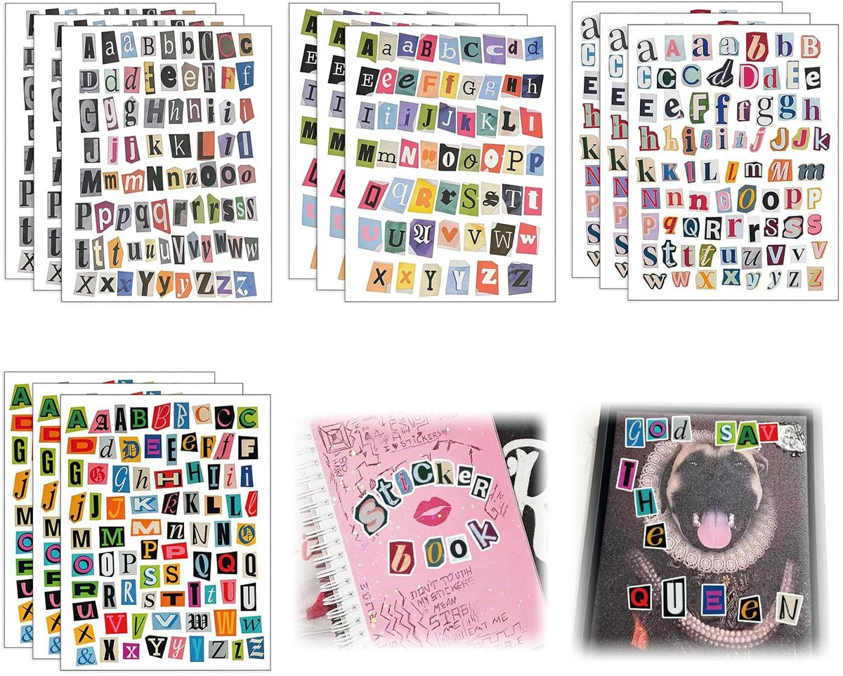 Solidchoice - 852 stuks vintage scrapbook letter stickers voor creatieve projecten
