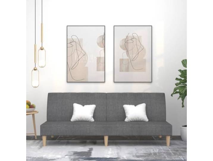 HEFZGDB Schlafsofa 2-Sitzer Hellgrau Stoff Bettcouch Gästebett 2-in-1 Funktionsmöbel Wohnzimmer Schlafmöglichkeit Sofa Bett Komfort Sitzgelegenheit Holzrahmen Stabil Langlebig