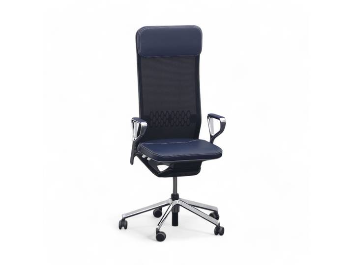 Chefsessel SitagTeam Highback Mesh swissmade mit Ringarmlehnen, Blau, Neu, Ergonomischer Stuhl - ideal für flexibles Arbeiten