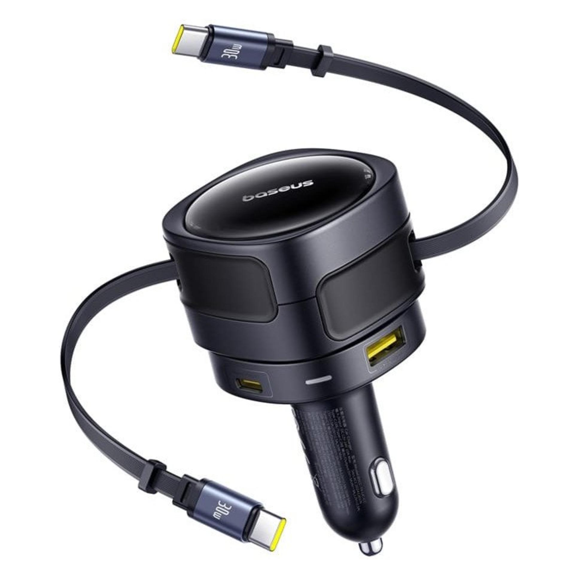 Baseus Enjoyment Max Car Charger C+C Cables & U+C Ports 90W Cosmic Black (1533380691)