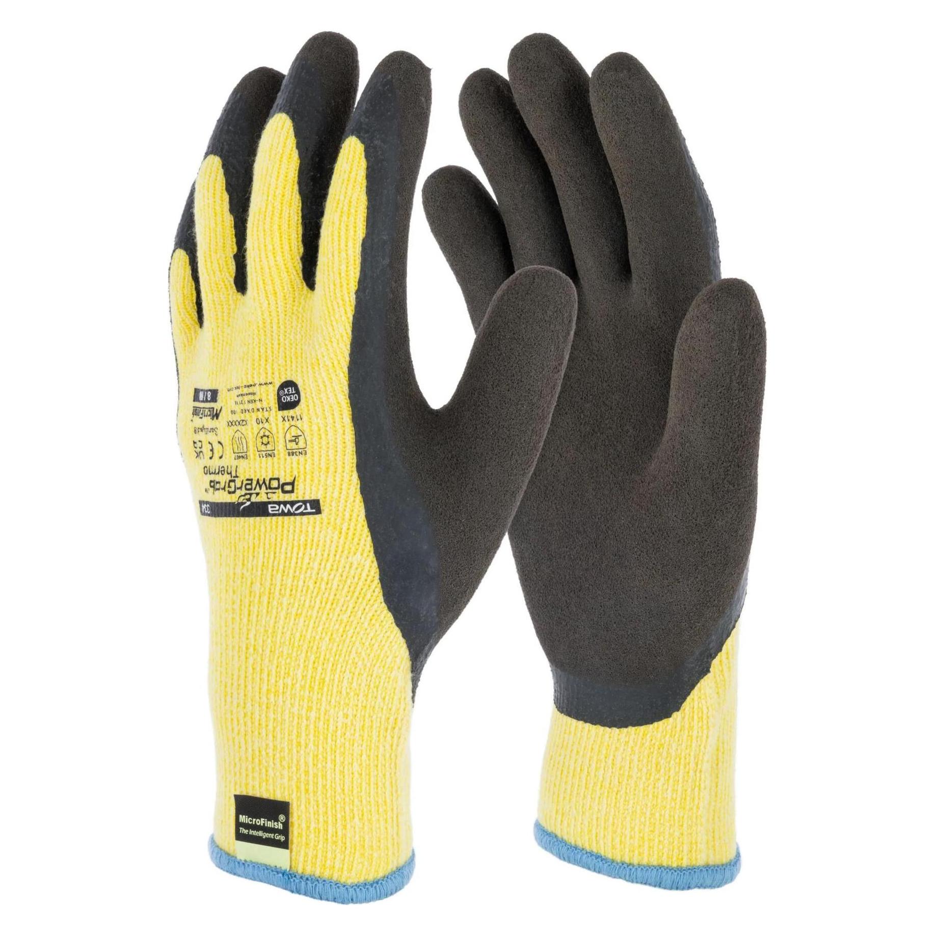 Kerbl PowerGrab Thermo Gr.10/XL gelb Strickhs. Latex m. Acrylfutter (10) (297284)