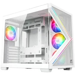 xyz Boitier Moyen Tour ATX Qubex RGB avec panneaux vitrés (Blanc) (ATX, mATX, Mini-ITX), PC Gehäuse, Schwarz, Weiss