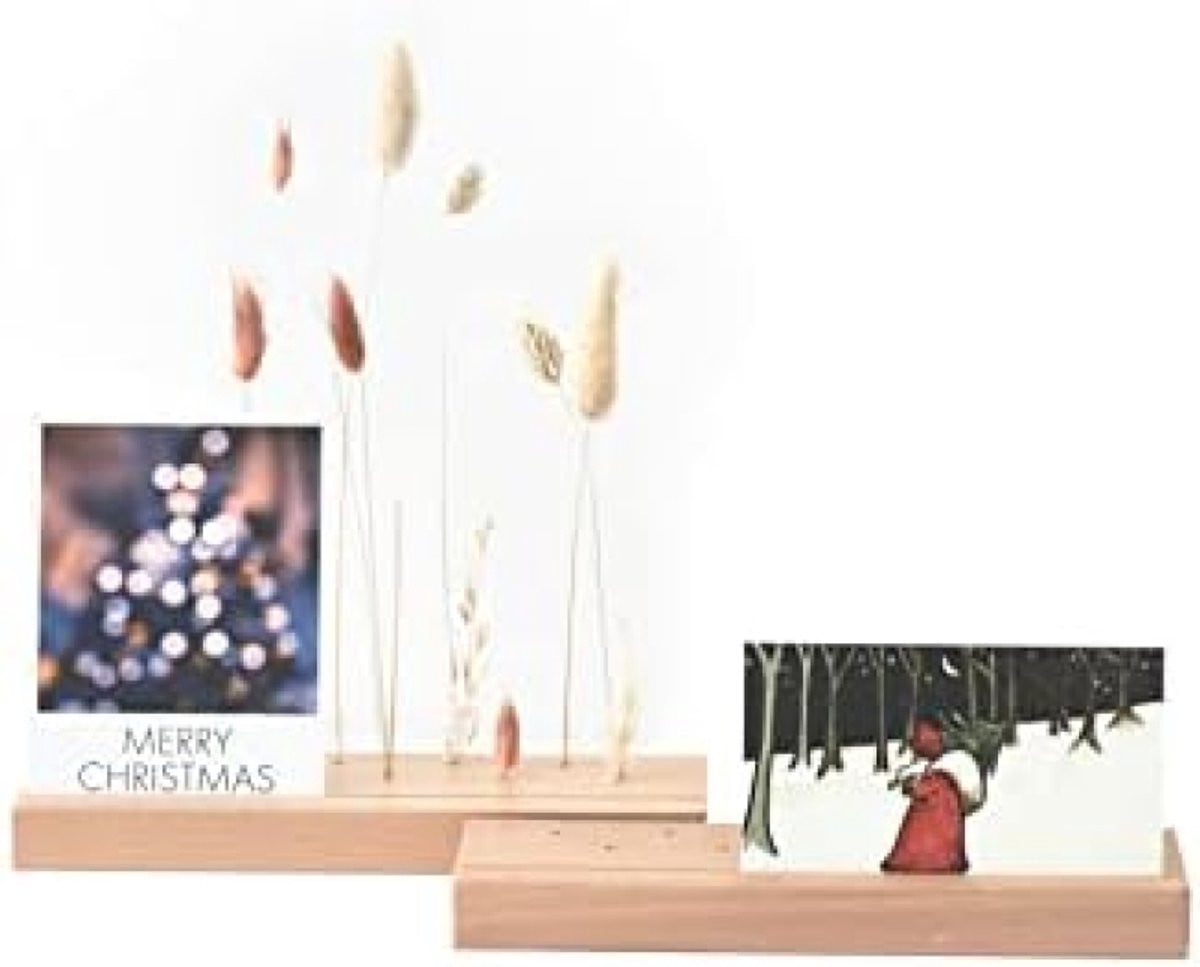 PromoHome Houten Fotohouder met Droogbloemen - Set van 2