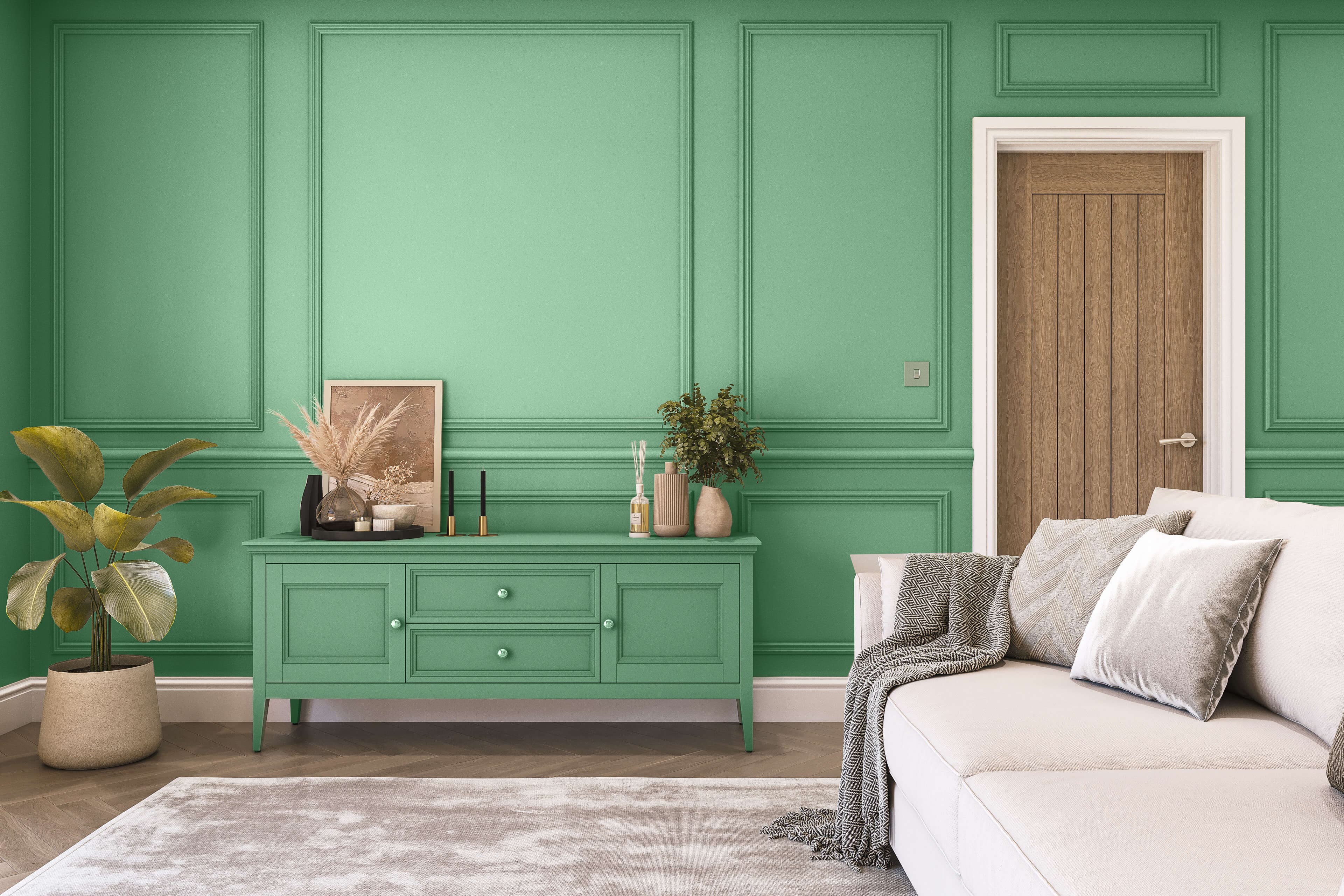 Hemway Chalk Based Furniture Paint   Misty Green   Shabby Chic   Chalky Matt Finish - Misty Green - 1L