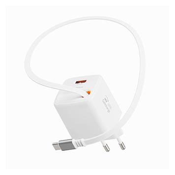 Swissten Netzadapter SlideCHARGE GaN 45W, 1 Anschluss, MIT EINZIEHBAREM USB-C-KABEL (45 W, 1 Port) (22071350)