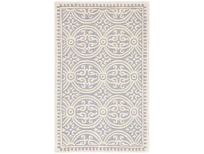 Tapis médaillon en laine argent/blanc, 122 x 183 cm