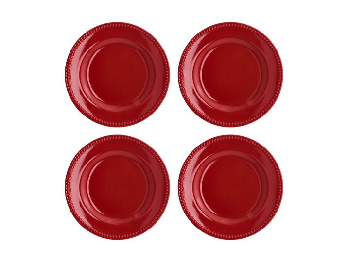 Scandi Living Petite assiette Dots 22cm Lot de 4 Rouge