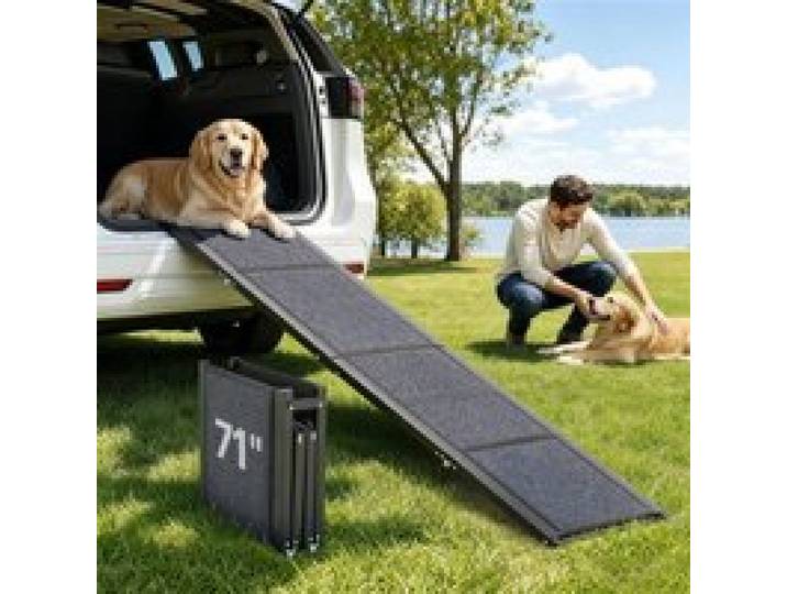 VEVOR Hunderampe, 180 x 43,2 cm, faltbare Hundeautorampe für mittelgroße & große Hunde bis 113 kg, Hundetreppe mit rutschfester Filzteppichoberfläche, tragbare Einstiegshilfe für SUV & LKW